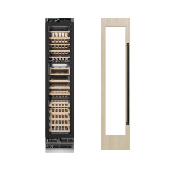 ZLINE 18-Inch 9.0 Cu. Ft. Autograph Edition Triple Zone Panel Ready Column Wine Cooler with Matte Black Accents