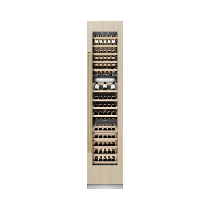 ZLINE 18-Inch 68-Bottle 9.0 Cu. Ft. Autograph Edition Triple Zone Panel Ready Right Hinge Column Wine Cooler with Champagne Bronze Accents