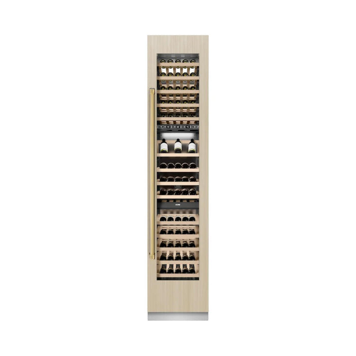 ZLINE 18-Inch 68-Bottle 9.0 Cu. Ft. Autograph Edition Triple Zone Panel Ready Column Wine Cooler with Champagne Bronze Accents