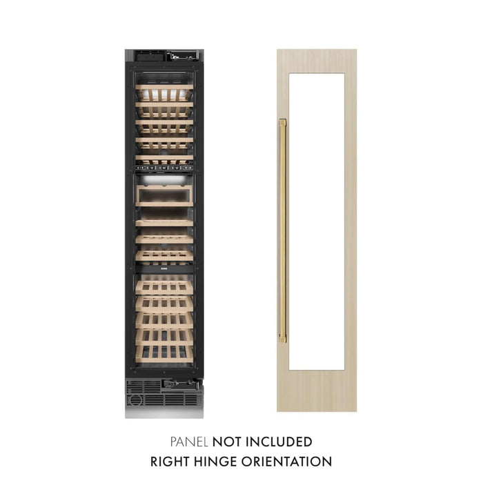 ZLINE 18-Inch 68-Bottle 9.0 Cu. Ft. Autograph Edition Triple Zone Panel Ready Column Wine Cooler with Champagne Bronze Accents