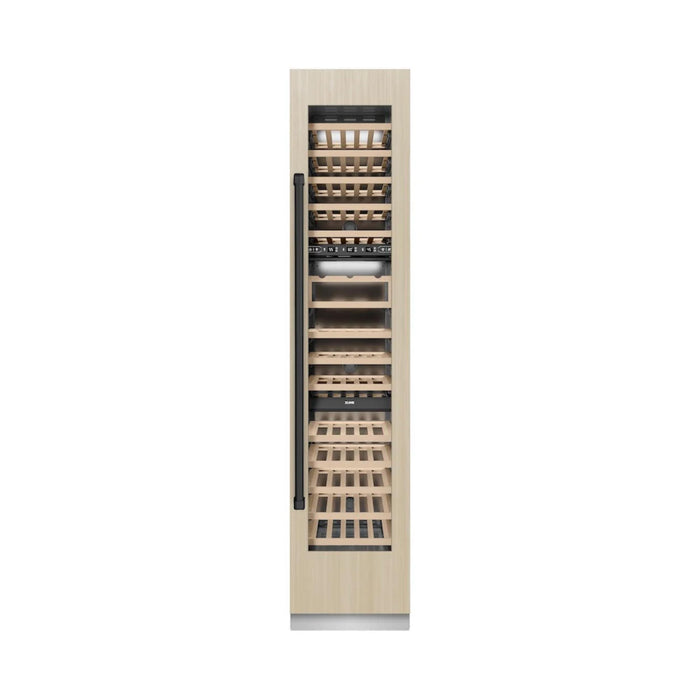 ZLINE 18-Inch 68-Bottle 9.0 Cu. Ft. Autograph Edition Triple Zone Panel Ready Column Wine Cooler with Matte Black Accents