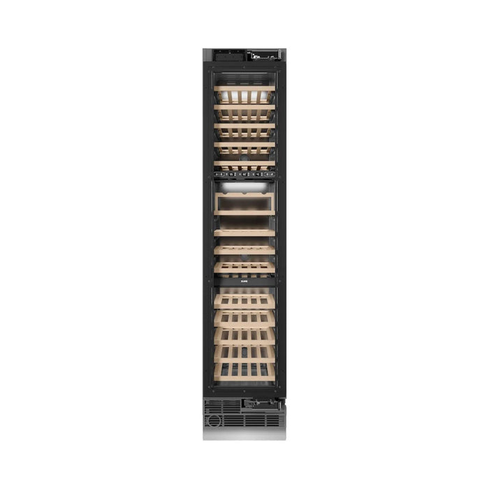 ZLINE 18-Inch 68-Bottle 9.0 Cu. Ft. Autograph Edition Triple Zone Panel Ready Column Wine Cooler with Matte Black Accents
