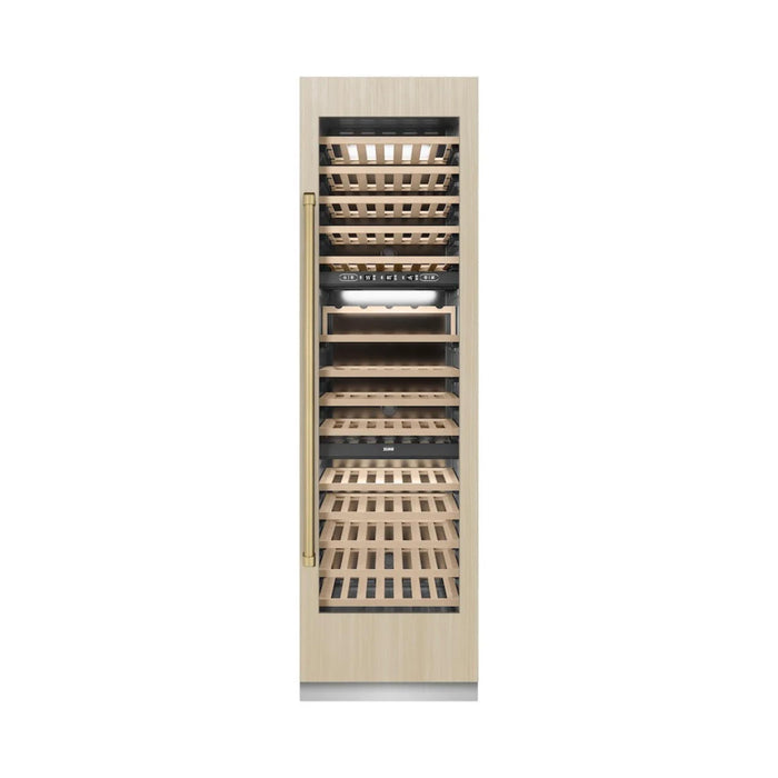 ZLINE 24-Inch 44-Bottle 4.8 Cu. Ft. Autograph Edition Dual Zone Built-In Wine Cooler with Panel Ready Door and Polished Gold Accents