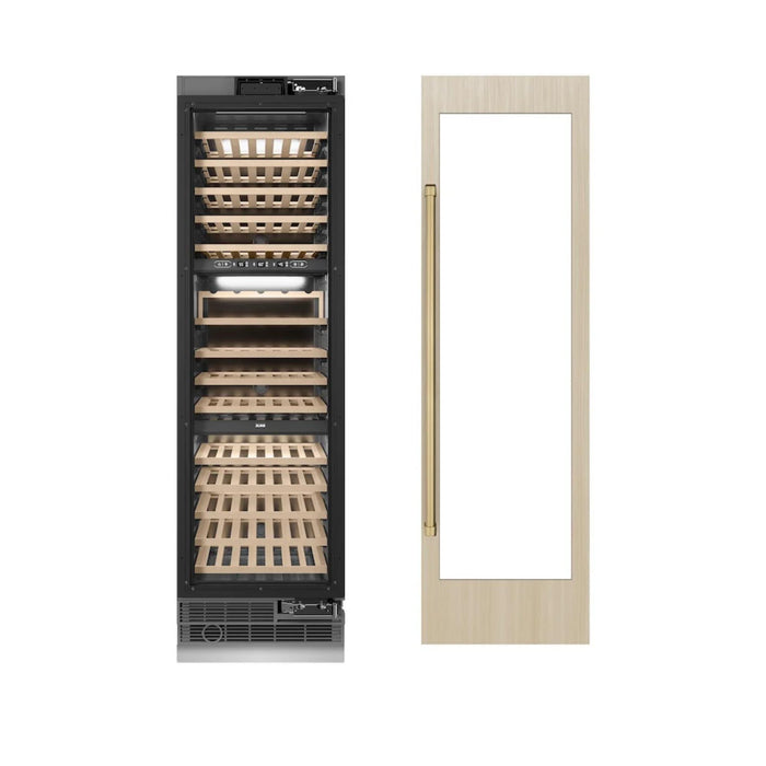 ZLINE 24-Inch 44-Bottle 4.8 Cu. Ft. Autograph Edition Dual Zone Built-In Wine Cooler with Panel Ready Door and Polished Gold Accents