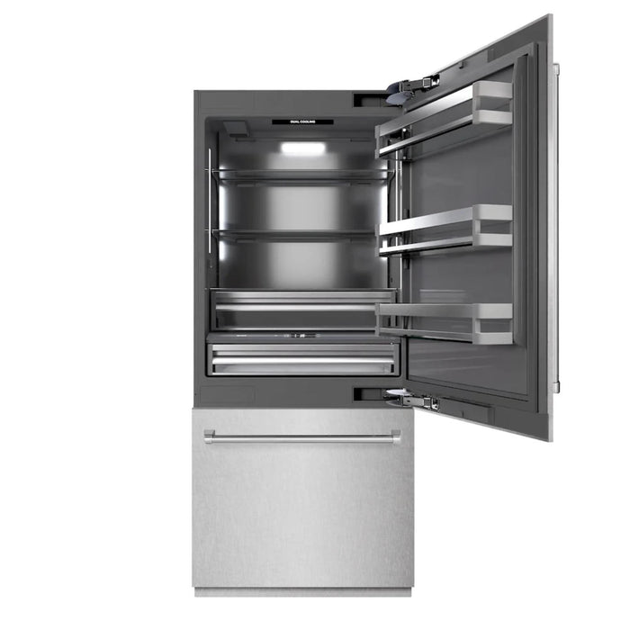 ZLINE 36" Built-In Bottom Freezer Refrigerator with Water Dispenser and Ice Maker in Satin Stainless Steel