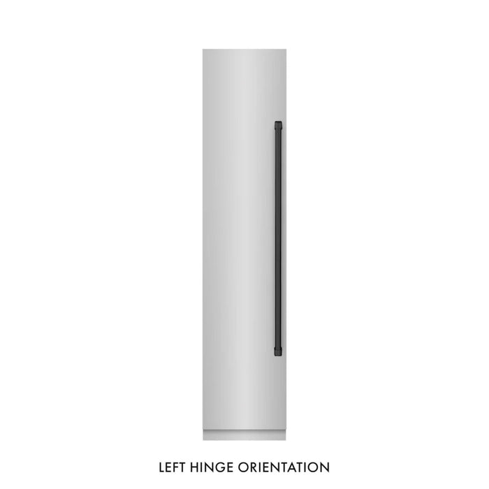 ZLINE Autograph Edition 18-Inch Left Hinge Column Freezer in Stainless Steel with Graphite Gray Interior and Matte Black Accents