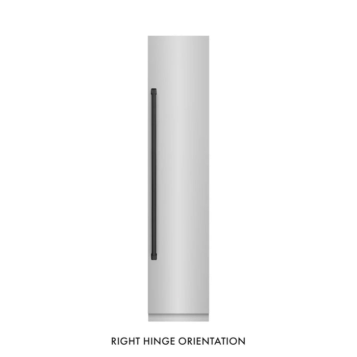 ZLINE Autograph Edition 18-Inch Right Hinge Column Freezer in Stainless Steel with Graphite Gray Interior and Matte Black Accents