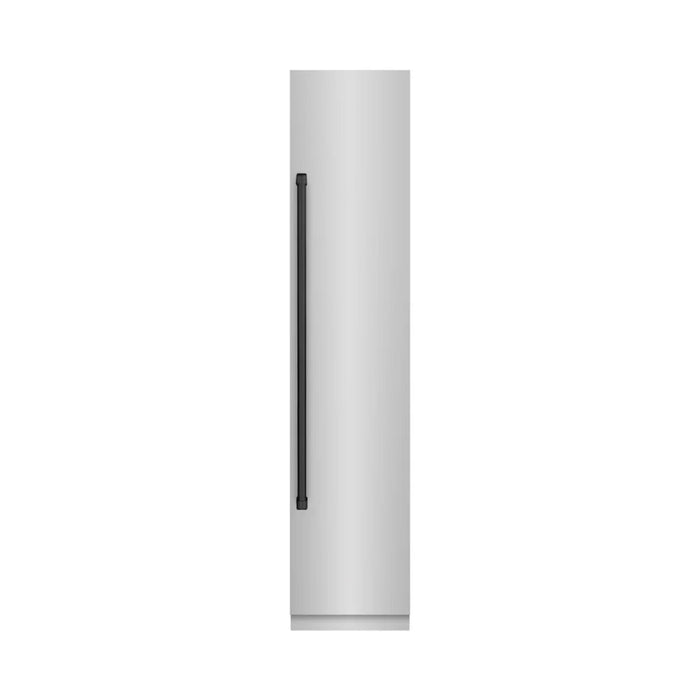 ZLINE Autograph Edition 18-Inch Right Hinge Column Freezer in Stainless Steel with Graphite Gray Interior and Matte Black Accents