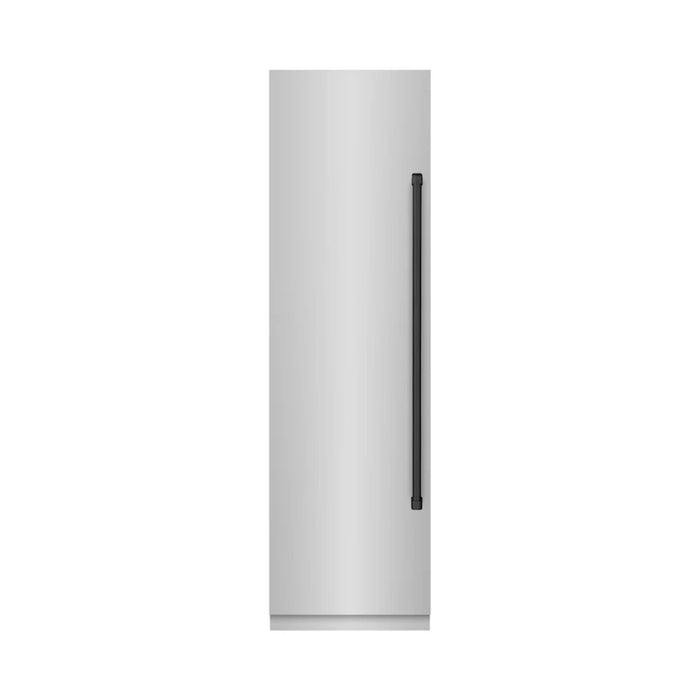 ZLINE Autograph Edition 24-Inch Column Freezer in Stainless Steel with Graphite Gray Interior and Matte Black Accents