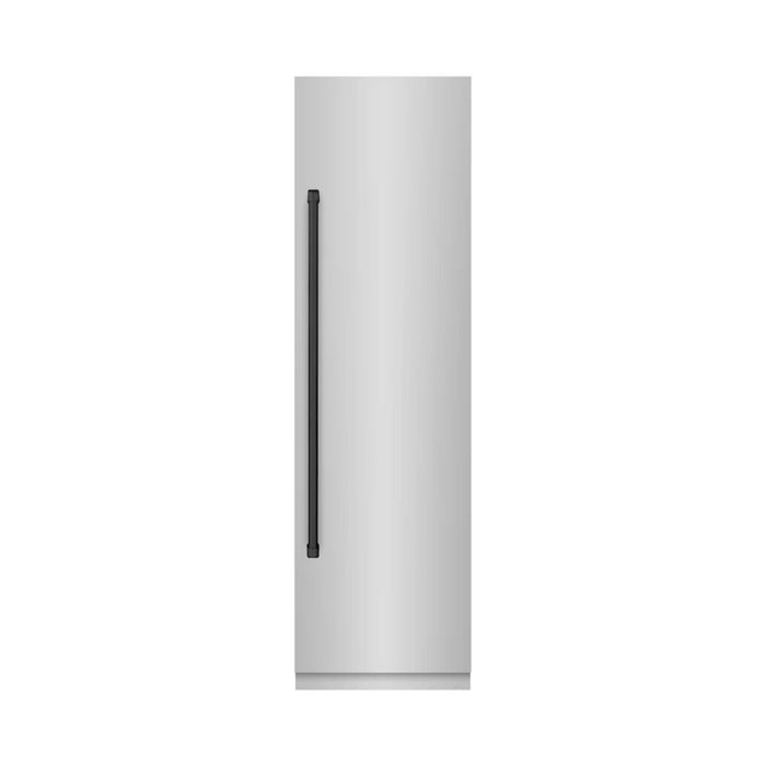 ZLINE Autograph Edition 24-Inch Column Refrigerator in Stainless Steel with Graphite Gray Interior and Matte Black Accents