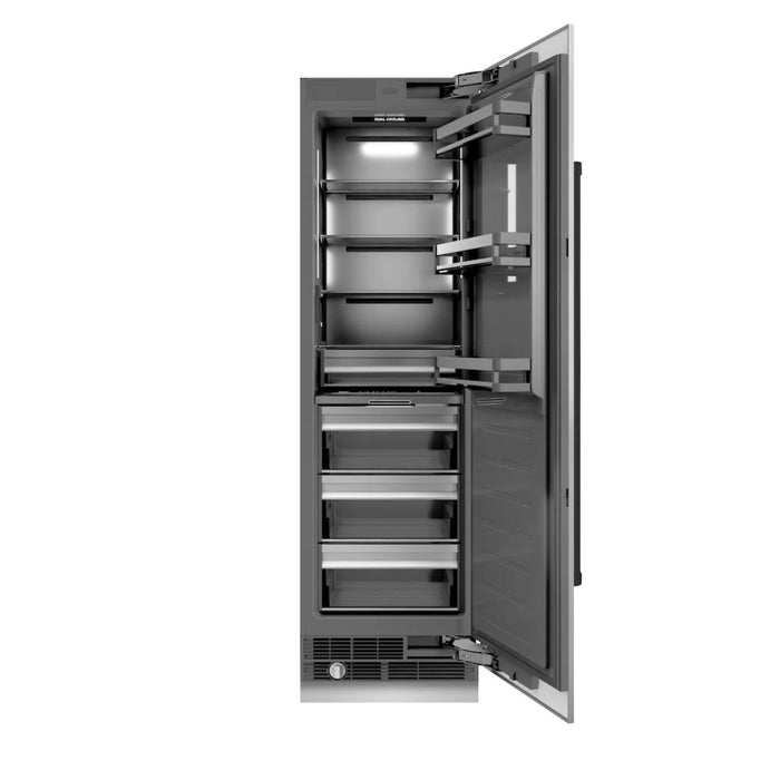 ZLINE Autograph Edition 24-Inch Column Refrigerator in Stainless Steel with Graphite Gray Interior and Matte Black Accents