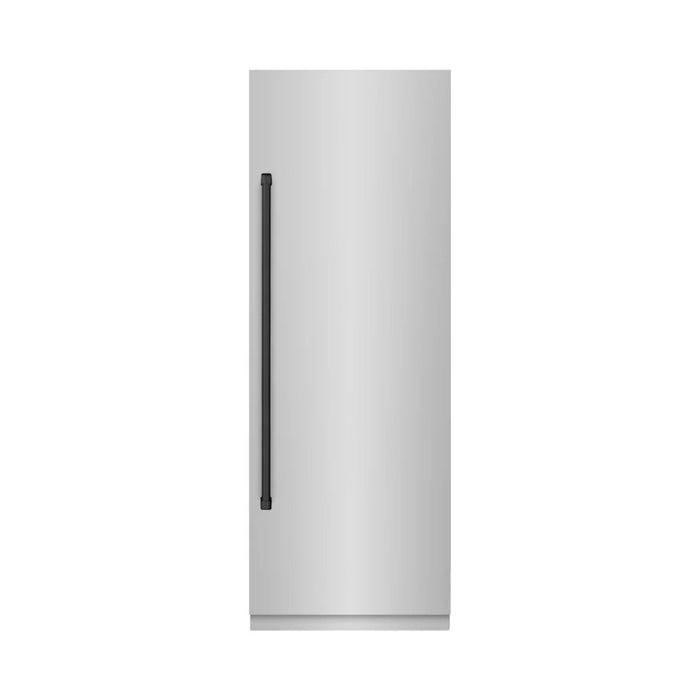 ZLINE Autograph Edition 30-Inch Column Refrigerator in Stainless Steel with Graphite Gray Interior and Matte Black Accents