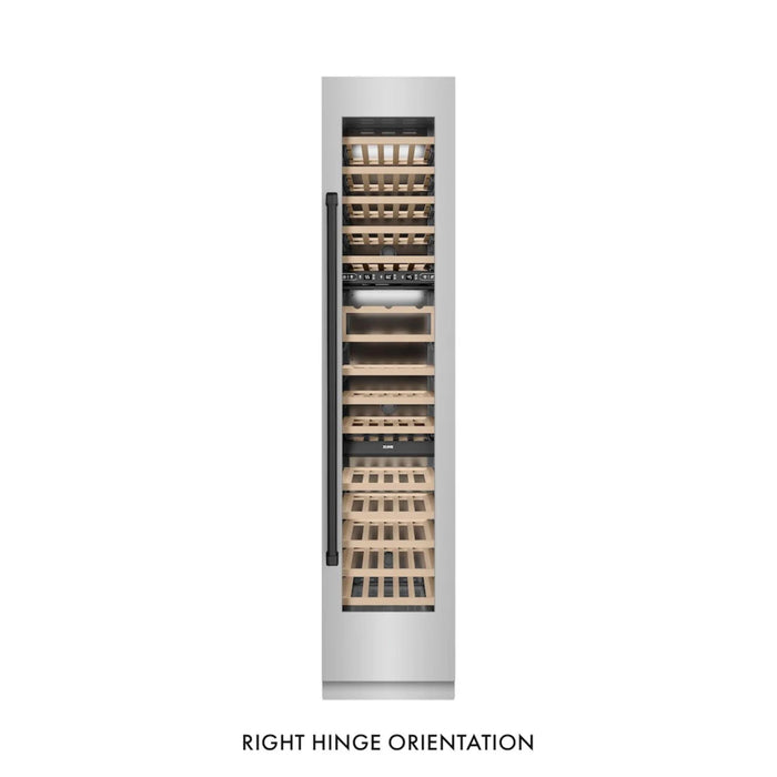 ZLINE Autograph Edition 18-Inch 9.0 Cu. Ft. Triple Zone Panel Ready Right Hinge Column Wine Cooler in Stainless Steel with Matte Black Accents