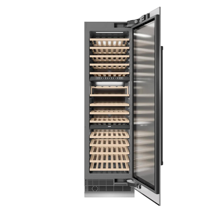 ZLINE Autograph Edition 24-Inch Triple Zone 100 Bottle Column Wine Cooler in Stainless Steel with Matte Black Accents