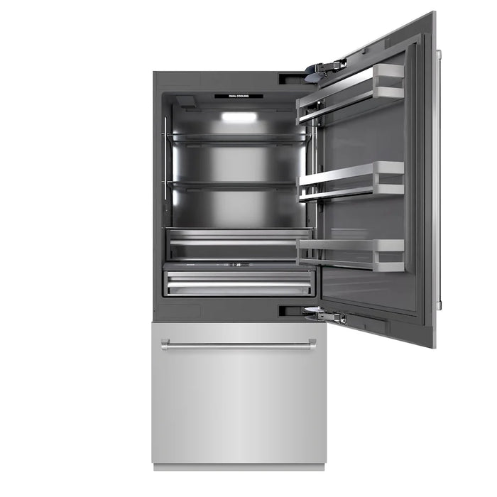 ZLINE Built-In Bottom Freezer Refrigerators with Graphite Gray Interior