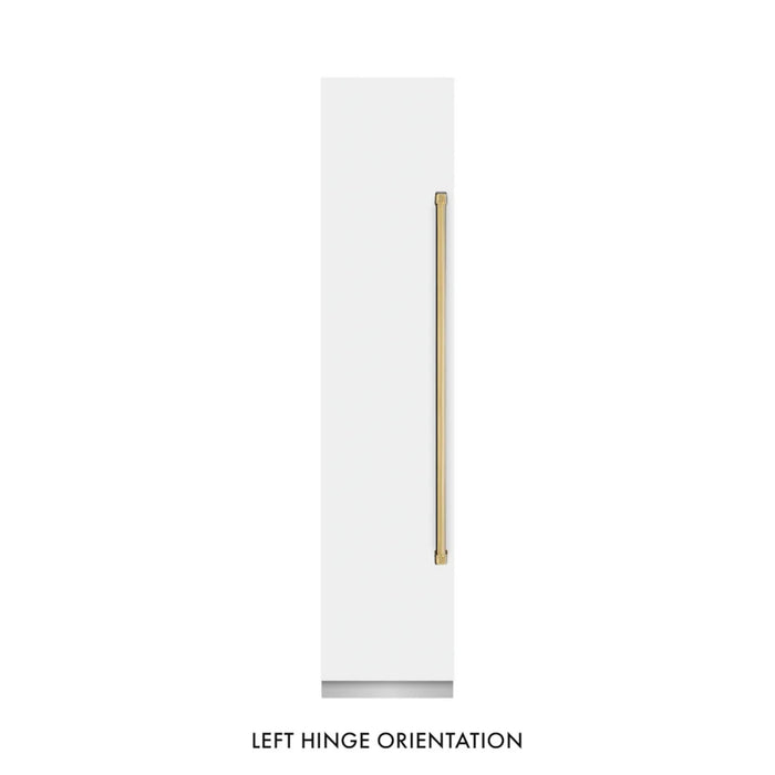 ZLINE Autograph Edition 18-Inch Left Hinge Column Freezer in White Matte with Graphite Gray Interior and Polished Gold Accents