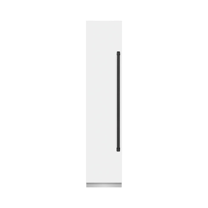 ZLINE Autograph Edition 18-Inch Left Hinge Column Freezer in White Matte with Graphite Gray Interior and Matte Black Accents