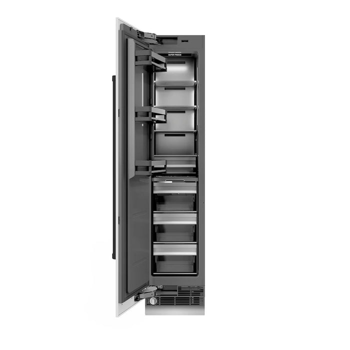 ZLINE Autograph Edition 18-Inch Left Hinge Column Freezer in White Matte with Graphite Gray Interior and Matte Black Accents
