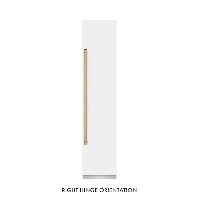ZLINE Autograph Edition 18-Inch Right Hinge Column Freezer in White Matte with Graphite Gray Interior and Polished Gold Accents