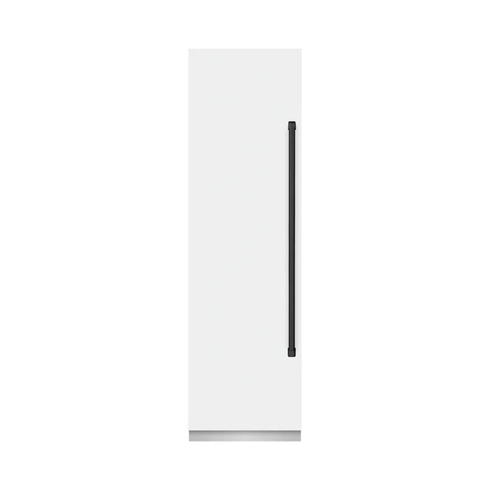 ZLINE Autograph Edition 24-Inch Column Freezer in White Matte with Graphite Gray Interior and Matte Black Accents