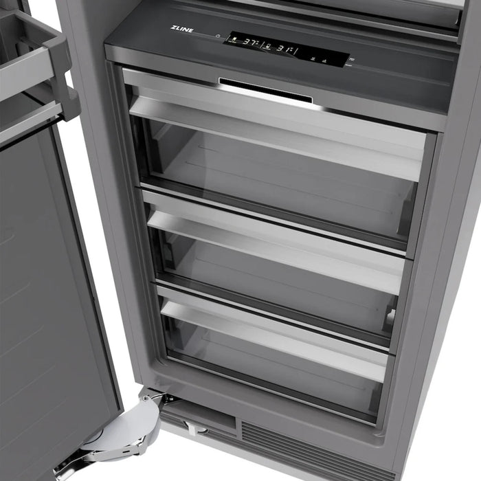 ZLINE Autograph Edition 24-Inch Column Refrigerator in White Matte with Graphite Gray Interior and Champagne Bronze Accents
