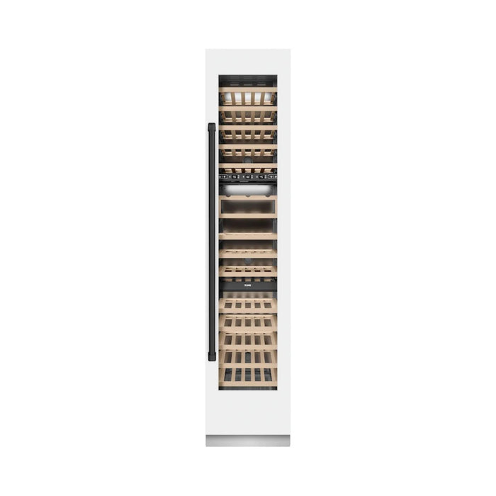 ZLINE Autograph Edition 18-Inch 9.0 Cu. Ft. Triple Zone Panel Ready Right Hinge Column Wine Cooler in White Matte with Matte Black Accents