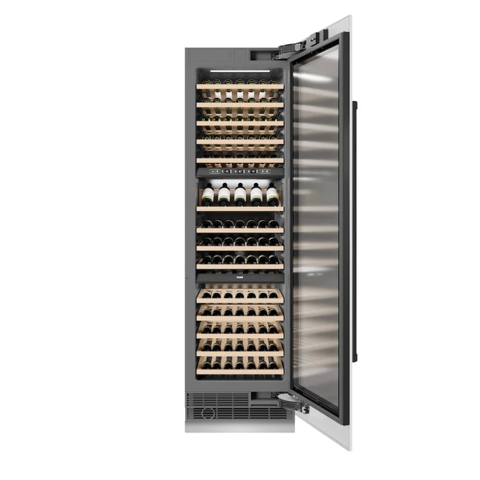 ZLINE Autograph Edition 24-Inch Triple Zone 100 Bottle Column Wine Cooler in White Matte with Matte Black Accents