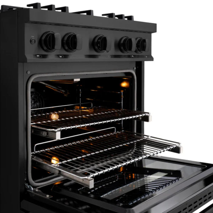 ZLINE Classic Gas Range with Convection Gas Oven in Black Stainless Steel