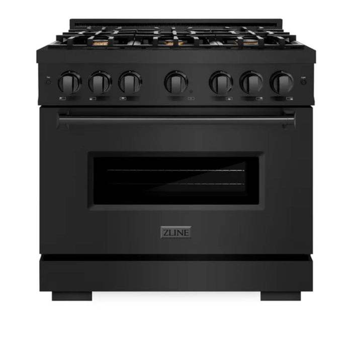 ZLINE Classic Gas Range with Convection Gas Oven Black Stainless Steel in Brass Burners