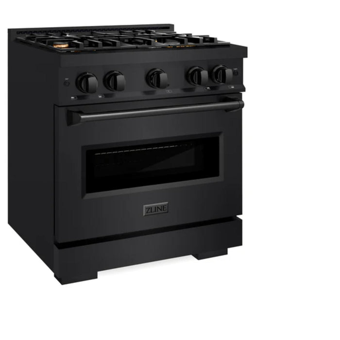 ZLINE Classic Gas Range with Convection Gas Oven Black Stainless Steel in Brass Burners