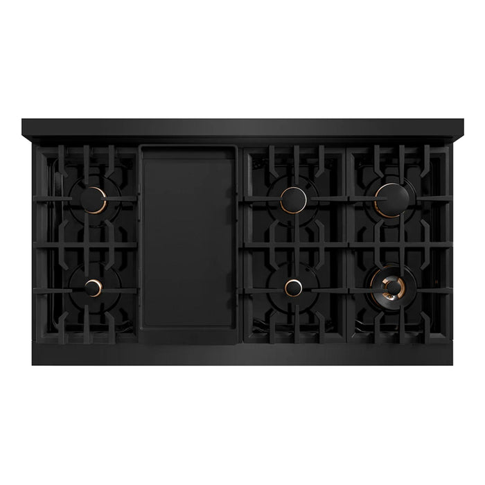 ZLINE Autograph Edition Legacy Gas Rangetops – Black Stainless with Polished Gold Accents – 30", 36", & 48"