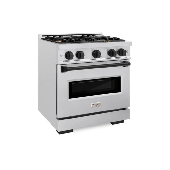 ZLINE Autograph Edition Classic Gas Range with Convection Gas Oven in Stainless Steel and Matte Black Accents