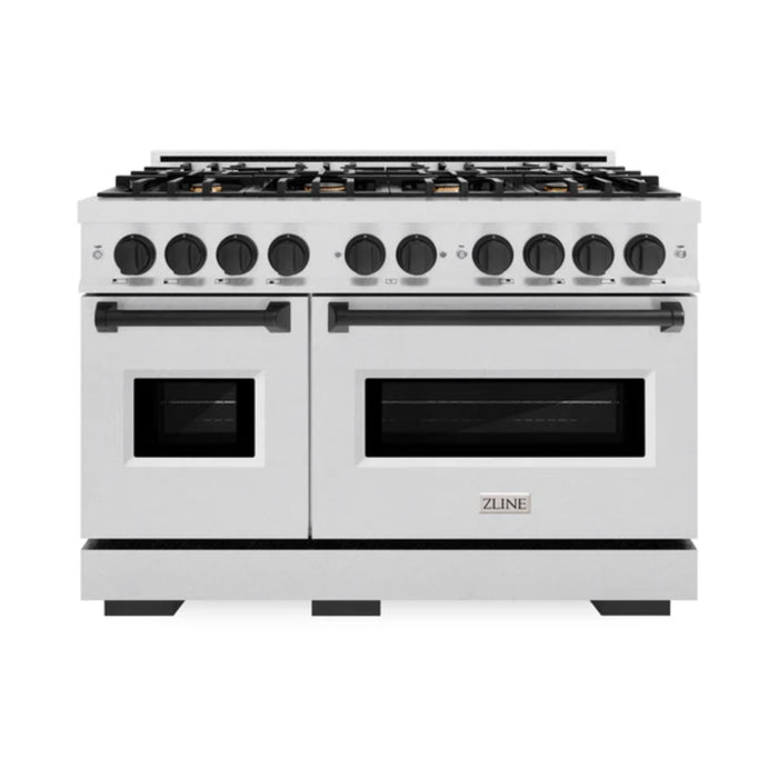 ZLINE Autograph Edition Classic Dual Fuel Ranges with Matte Black Accents in Satin Stainless Steel
