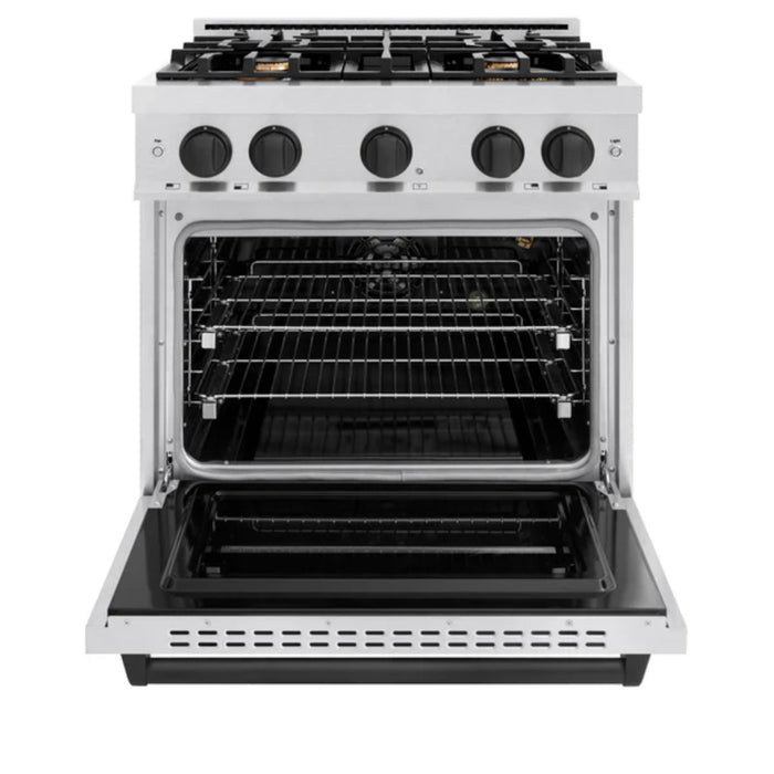 ZLINE Autograph Edition Classic Gas Range with Convection Gas Oven in Satin Stainless Steel and Matte Black Accents