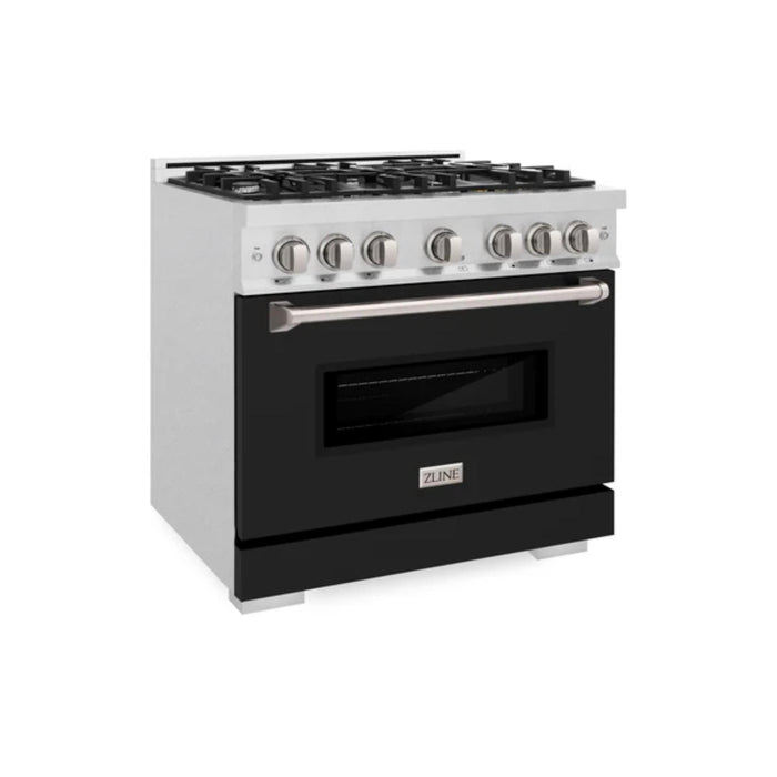 ZLINE Classic Dual Fuel Ranges with Black Matte Doors in Satin Stainless Steel Finish