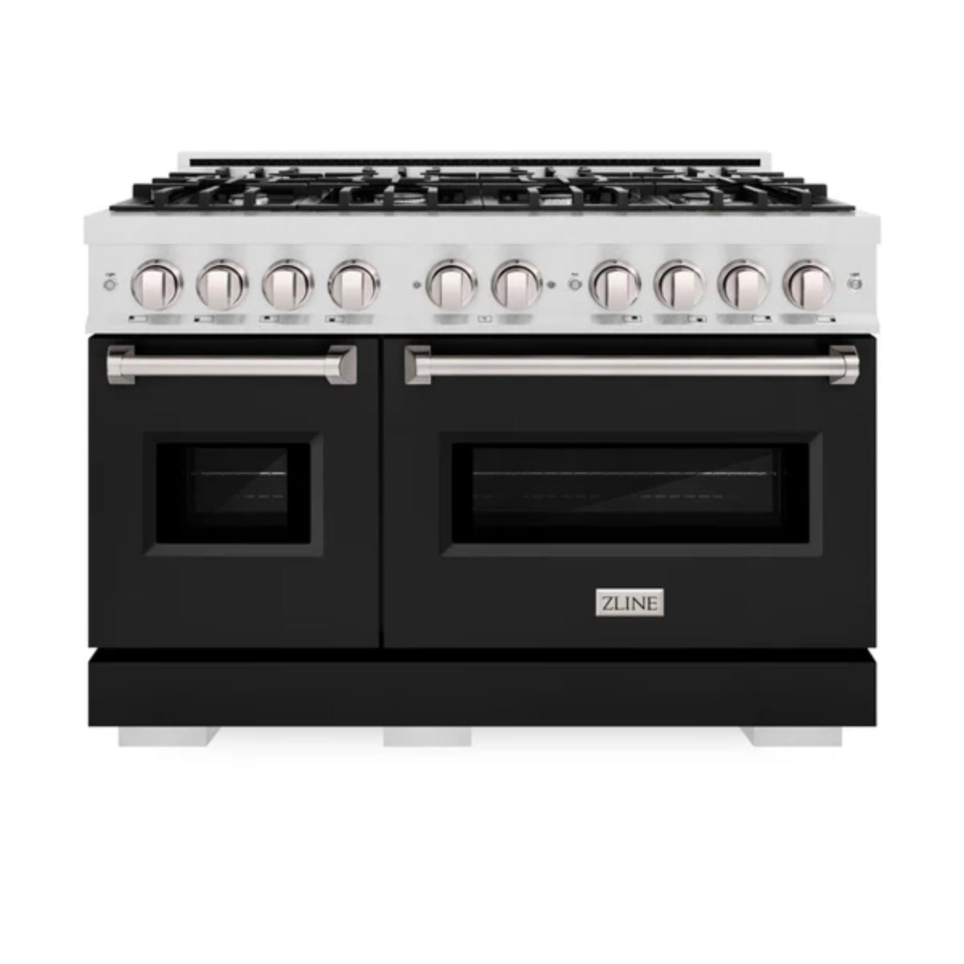 ZLINE Classic Dual Fuel Ranges with Black Matte Doors in Satin Stainle ...