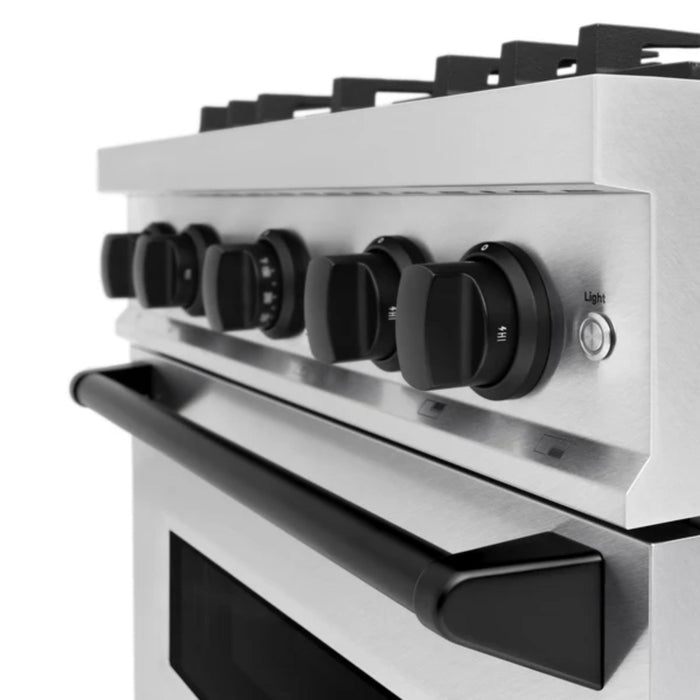 ZLINE Autograph Edition Classic Dual Fuel Ranges with Matte Black Accents in Satin Stainless Steel