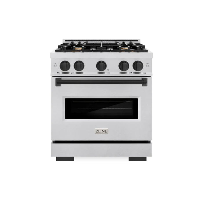 ZLINE Autograph Edition Classic Dual Fuel Ranges with Matte Black Accents in Satin Stainless Steel