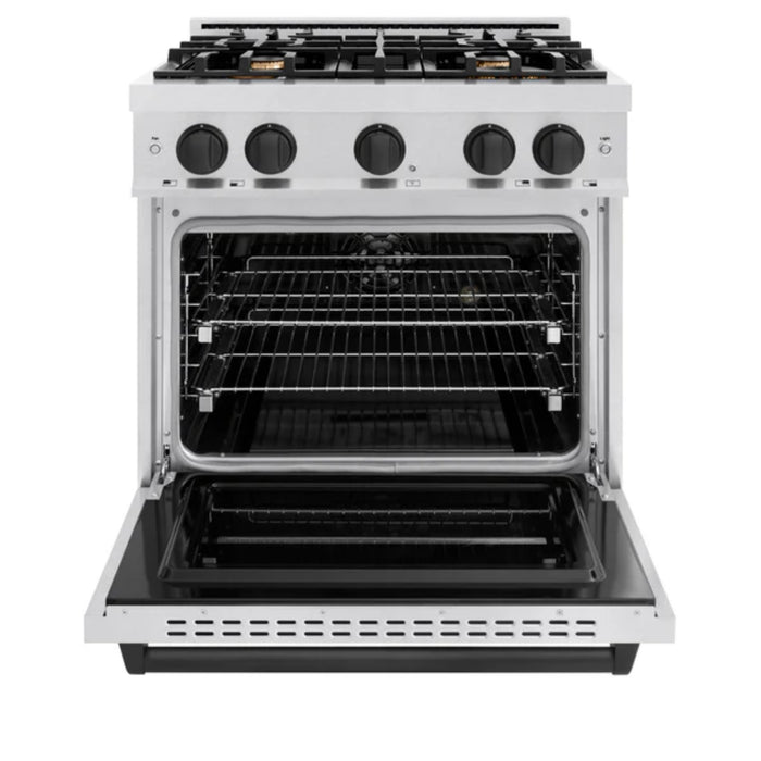 ZLINE Autograph Edition Classic Dual Fuel Ranges with Matte Black Accents in Satin Stainless Steel