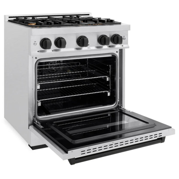 ZLINE Autograph Edition Classic Dual Fuel Ranges with Matte Black Accents in Satin Stainless Steel