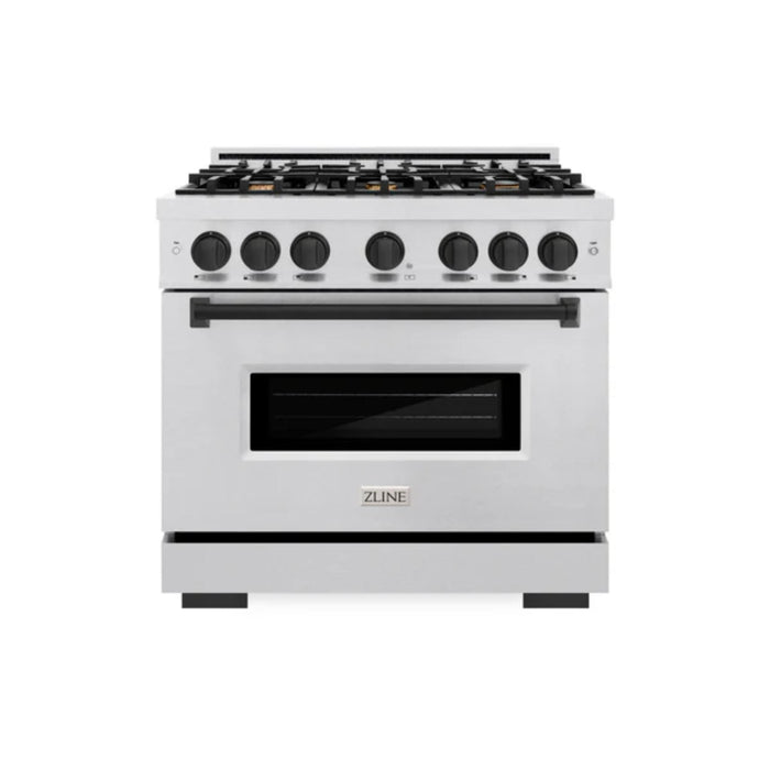 ZLINE Autograph Edition Classic Dual Fuel Ranges with Matte Black Accents in Satin Stainless Steel