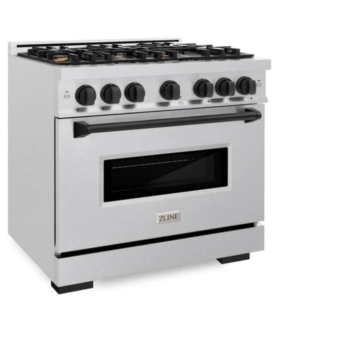 ZLINE Autograph Edition Classic Dual Fuel Ranges with Matte Black Accents in Satin Stainless Steel