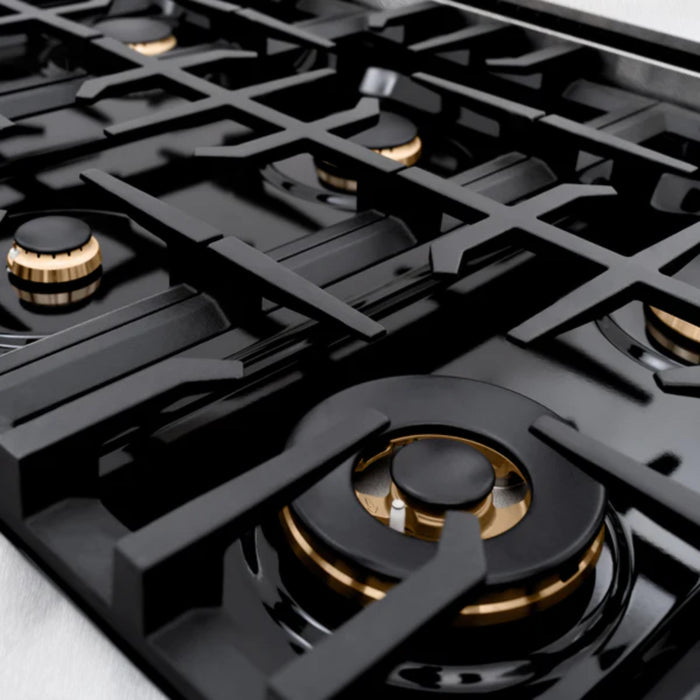 ZLINE Autograph Edition Classic Dual Fuel Ranges with Polished Gold Accents in Satin Stainless Steel