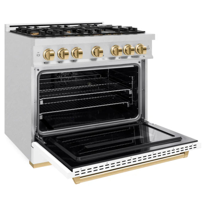 ZLINE Autograph Edition Classic Dual Fuel Ranges in White Matte.