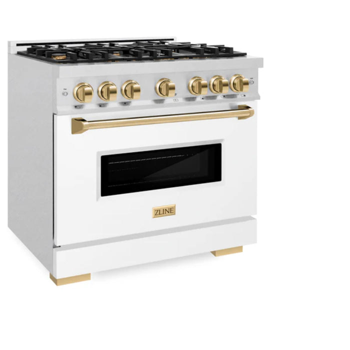 ZLINE Autograph Edition Classic Dual Fuel Ranges in White Matte.
