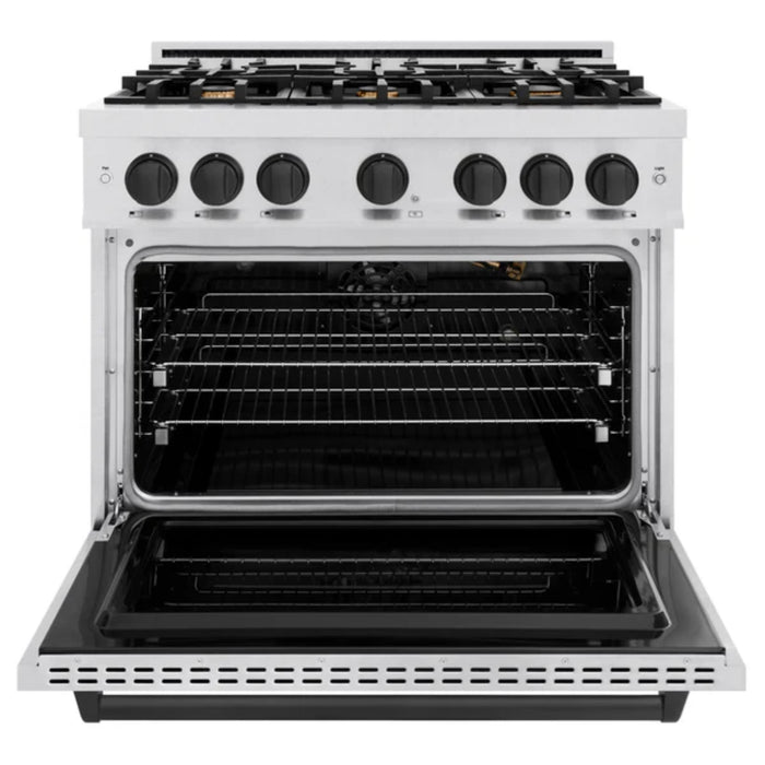 ZLINE Autograph Edition Classic Gas Range with Convection Gas Oven in Satin Stainless Steel and Matte Black Accents