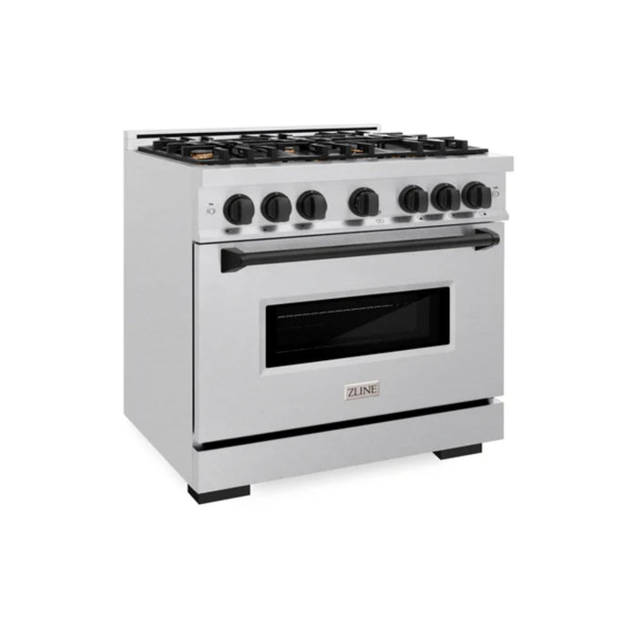 ZLINE Autograph Edition Classic Gas Range with Convection Gas Oven in Satin Stainless Steel and Matte Black Accents