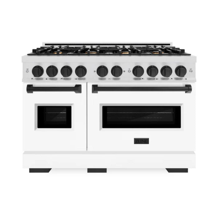 ZLINE Autograph Edition Classic Gas Range with Convection Gas Oven in Satin Stainless Steel Matte White and Matte Black Accents