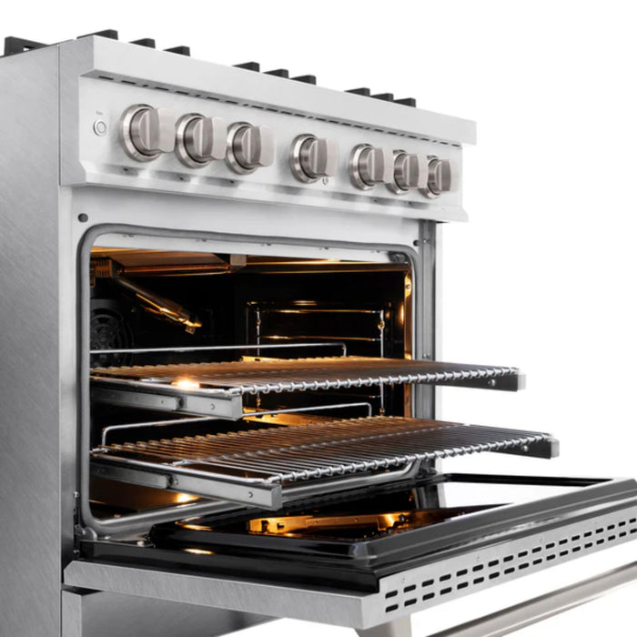 ZLINE Classic Gas Range Series with Convection Gas Oven in Satin Stainless Steel and Brass Burners