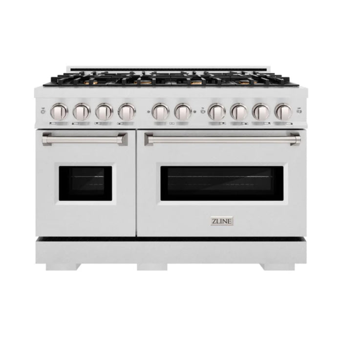 ZLINE Classic Gas Range Series with Convection Gas Oven in Satin Stainless Steel and Brass Burners